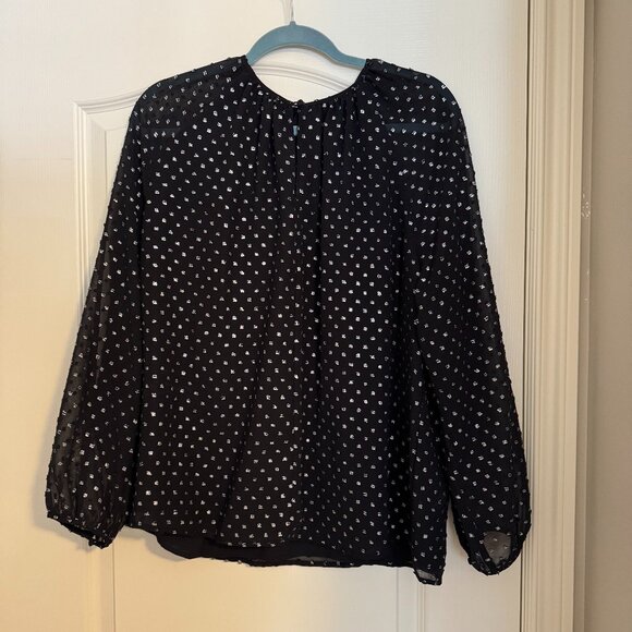 GAP - Metallic Clip-Dot Blouse - L - Black with silver - Picture 1 of 8